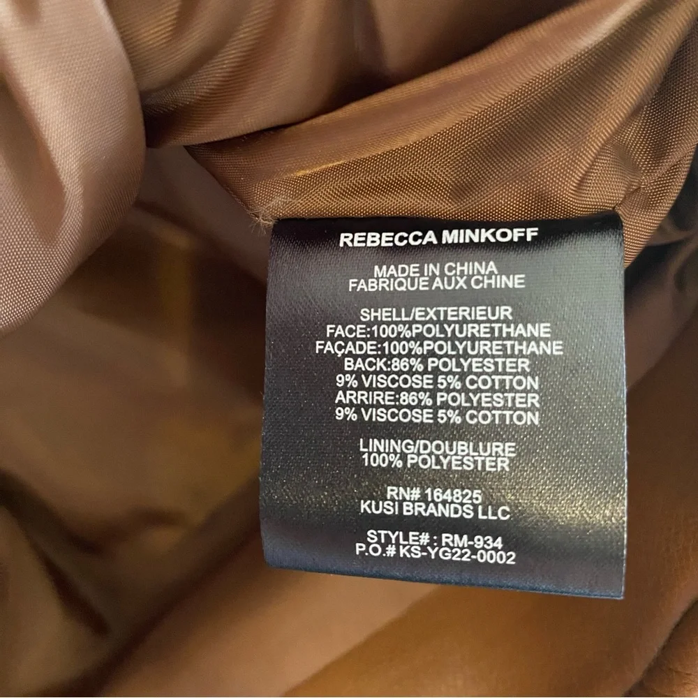 NWOT Rebecca Minkoff Cognac Tan Faux Leather Moto Biker Zipper Jacket Size Small - Picture 6 of 10